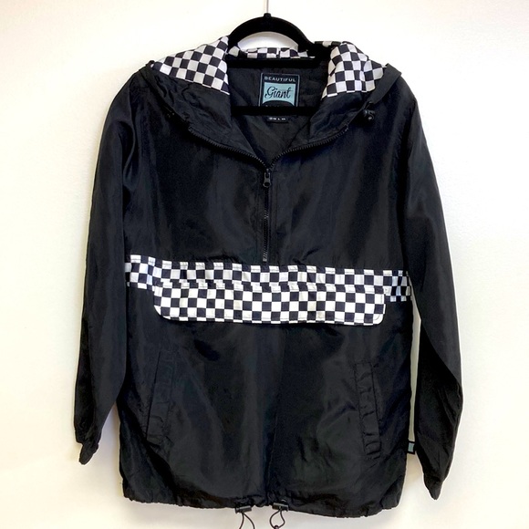 Mens Black and Checkered Windbreaker - Picture 1 of 1